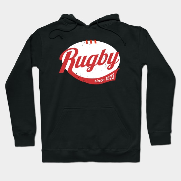 Cool rugby logo type distressed Hoodie by atomguy